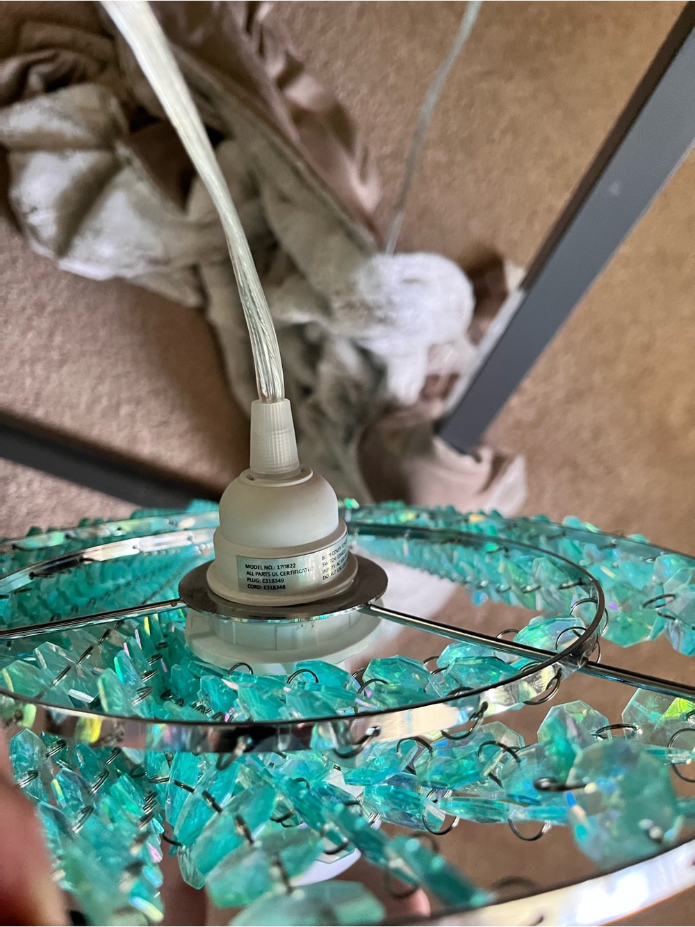 Source Unknown Turquoise 2 Tier Beaded Crystal Chandelier Hanging Light - Picture 9 of 11